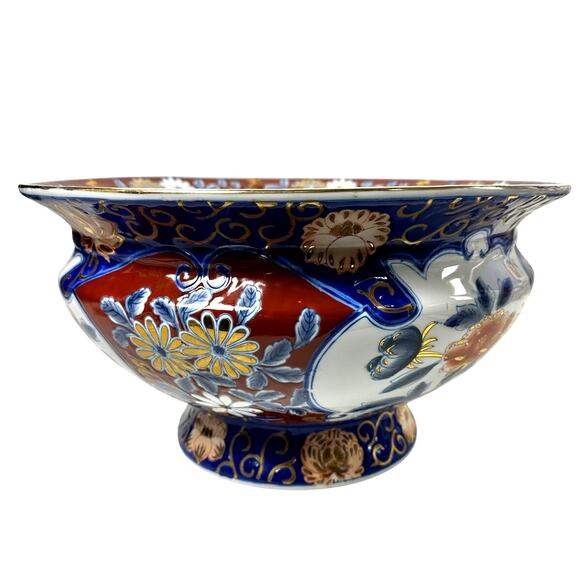 Imari Stunning Floral Vibrant Gold Gilt 14 5/8" Punch Bowl Centerpiece-Excellent - Picture 3 of 10